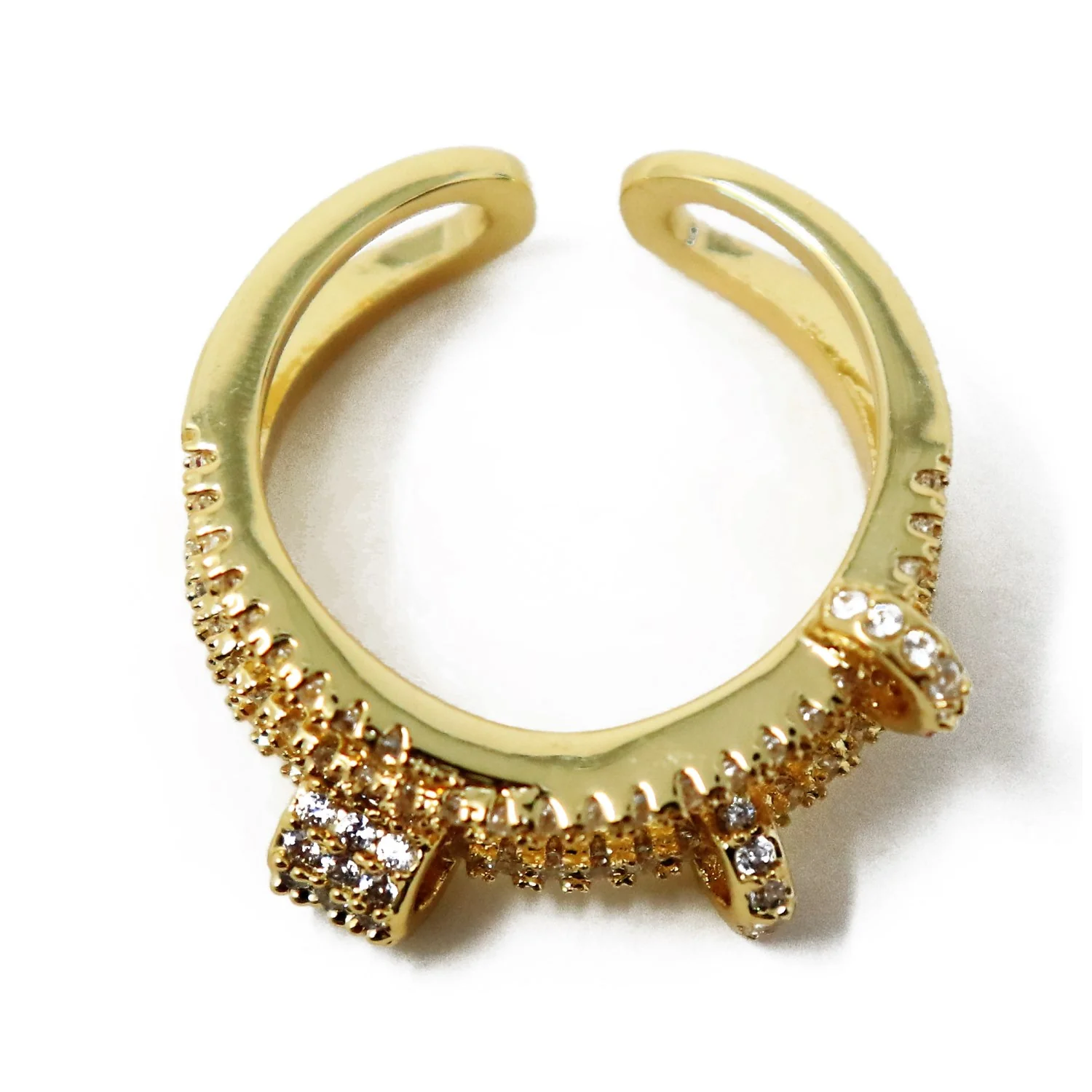 Anillo Doble con Piedras y Detalles de Ruedas – Dorado | Modelo LX-9678R - Image 2