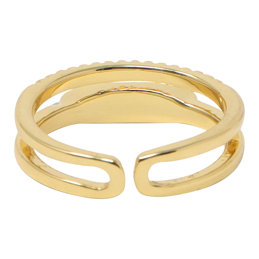 Anillo Doble con Piedras y Placa Decorativa – Dorado | Modelo LX-9624R - Image 3