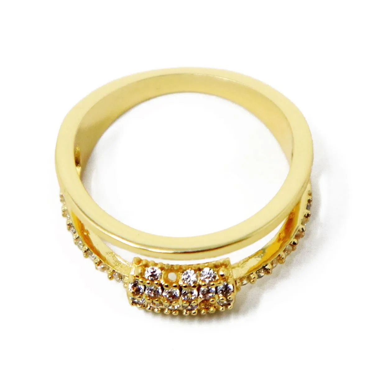 Anillo Doble Dorado con Piedras y Rueda Decorativa - Image 2