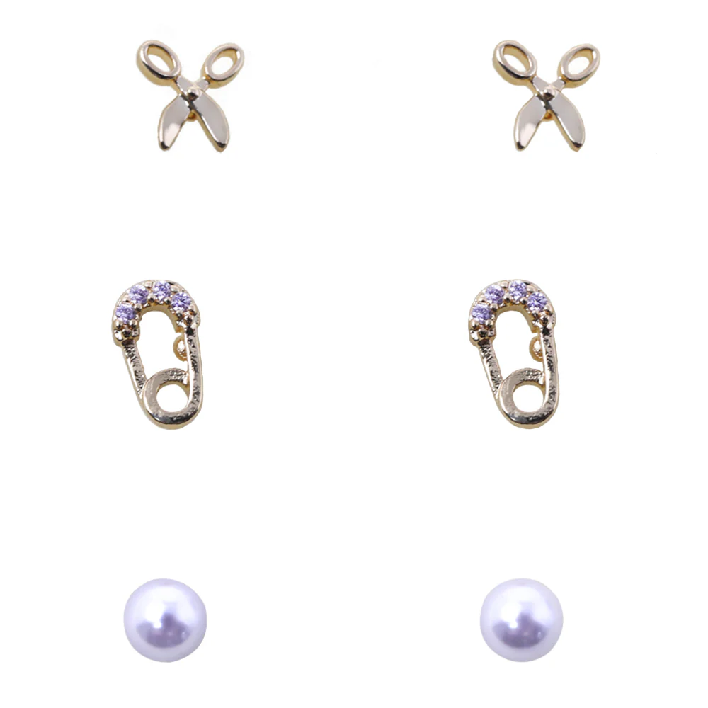 Arete, Set de 3 Pares – LX-9637E 3 diseños diferentes en un solo set para cada estilo, cada día