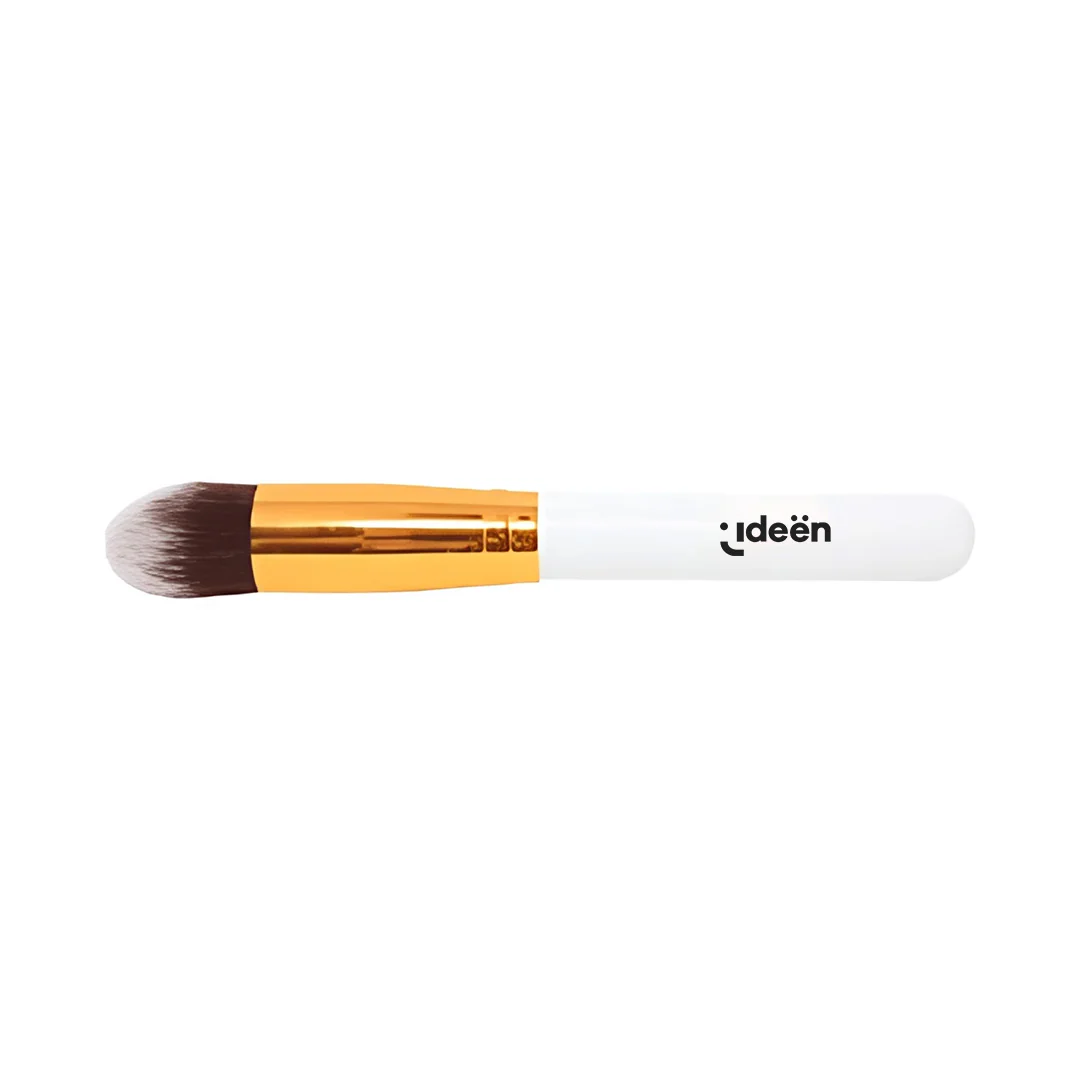 Brocha de Maquillaje Profesional con Mango Blanco Cerrado - 16 cm