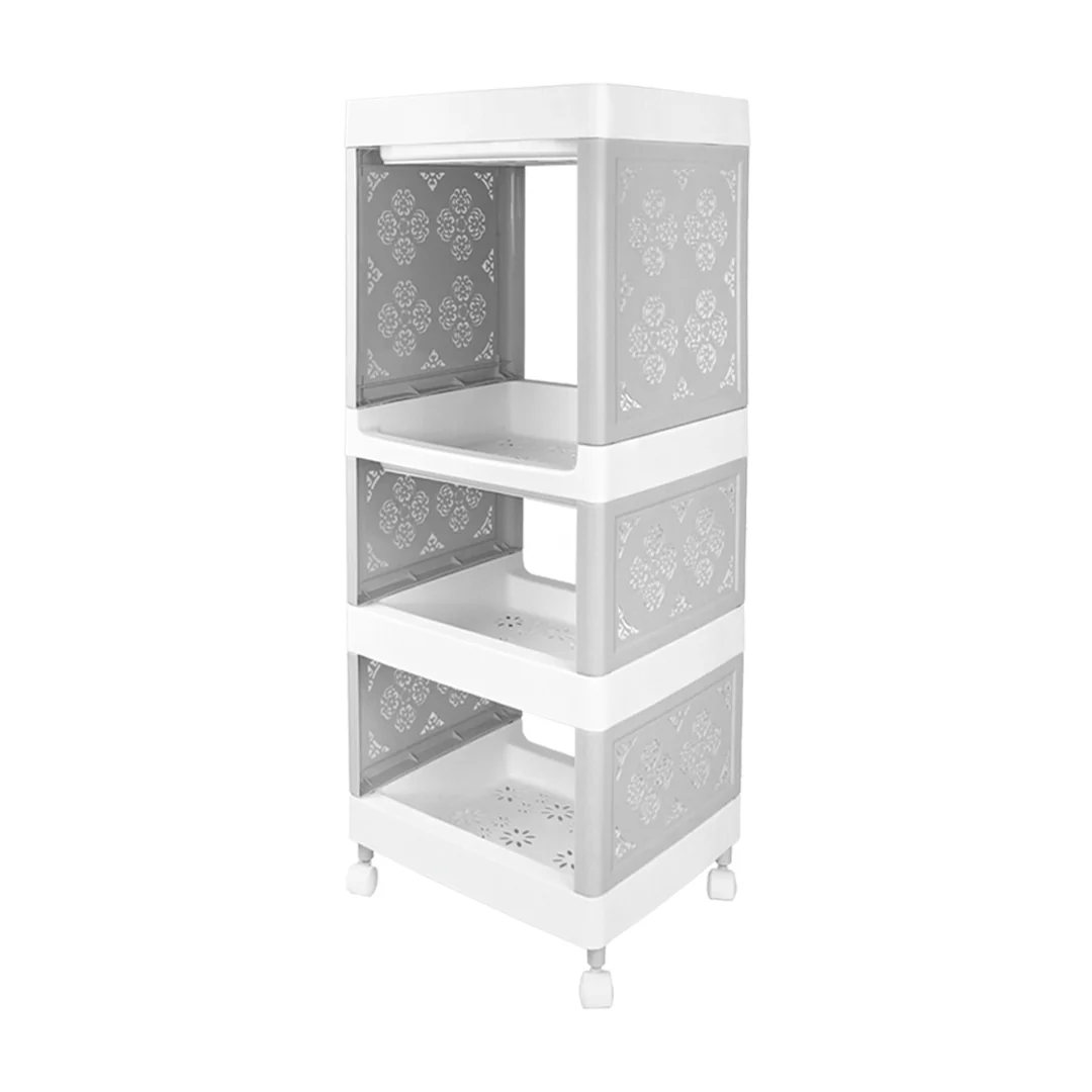 Carrito Organizador de 4 Estantes - Color Gris con Blanco - Image 2