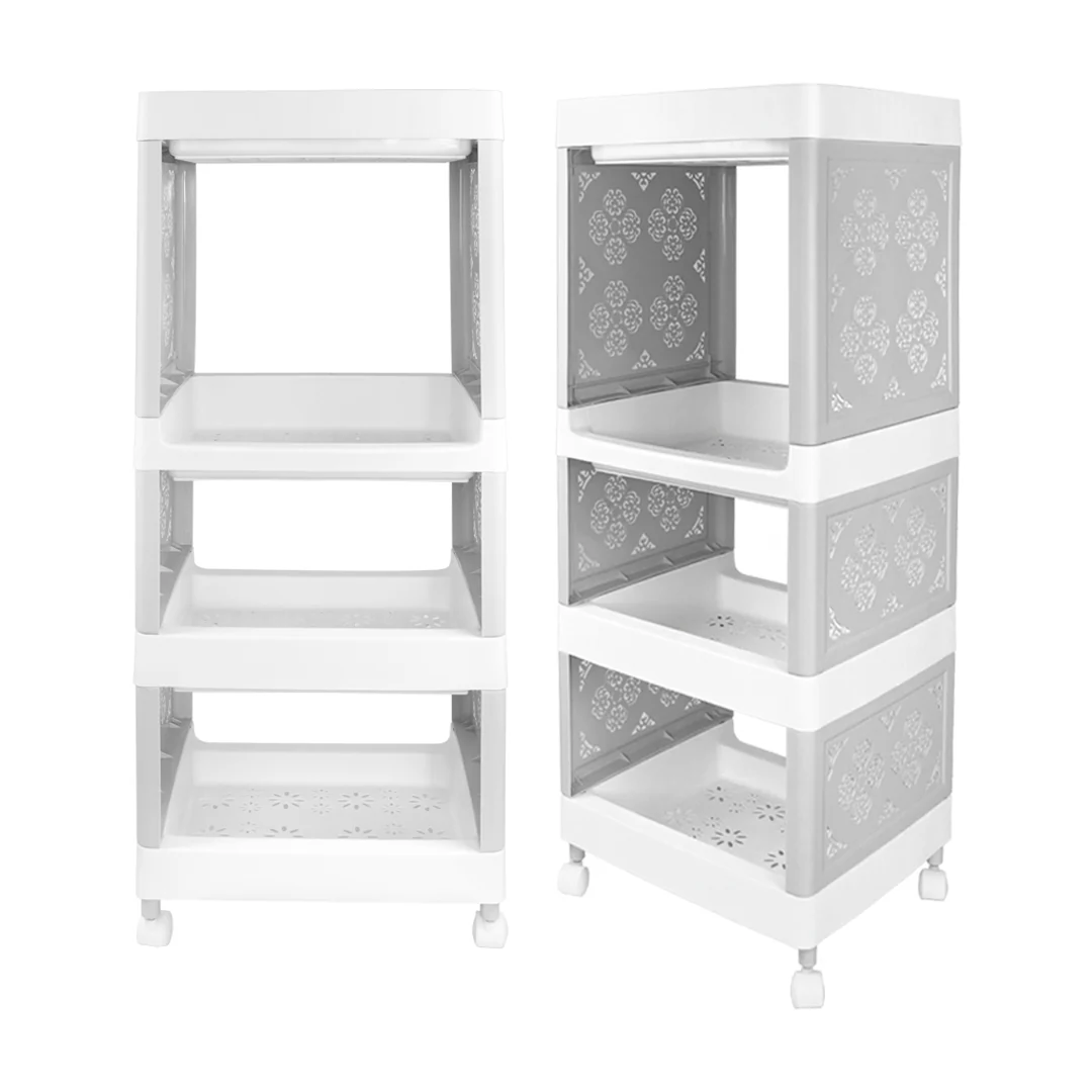 Carrito Organizador de 4 Estantes - Color Gris con Blanco - Image 3