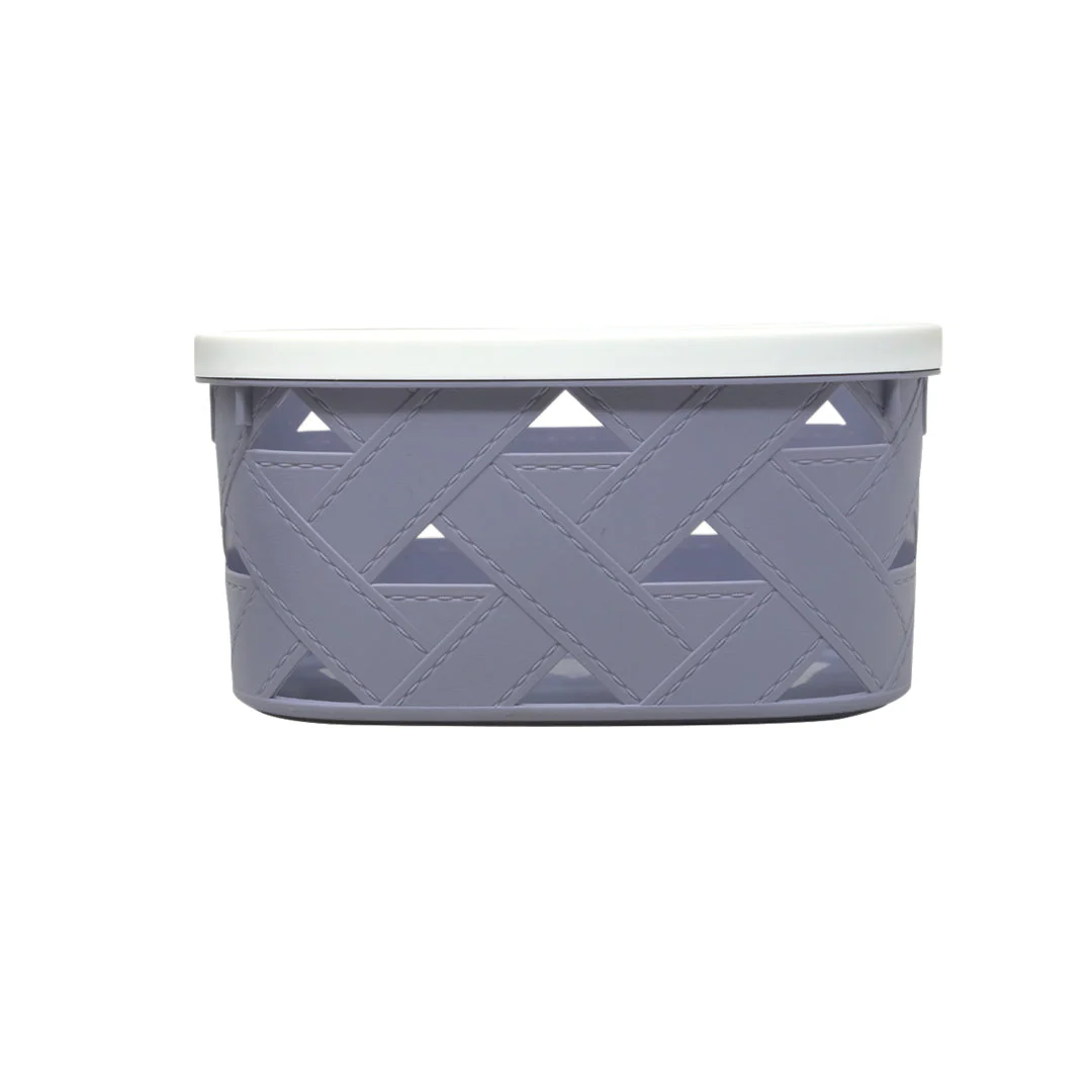 Canasta Organizadora Gris con Diseño Trenzado