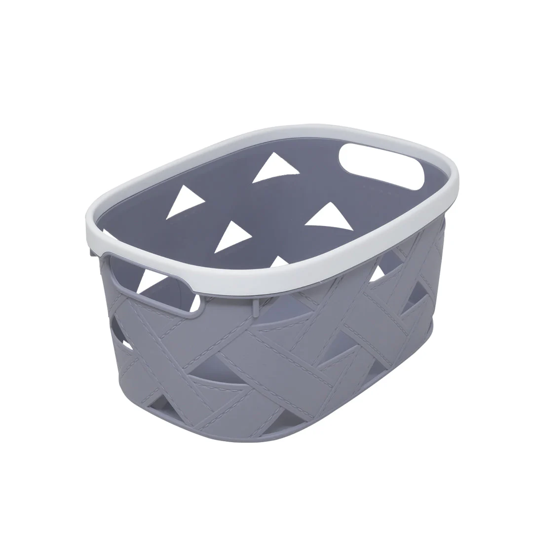 Canasta Organizadora Gris con Diseño Trenzado - Image 2