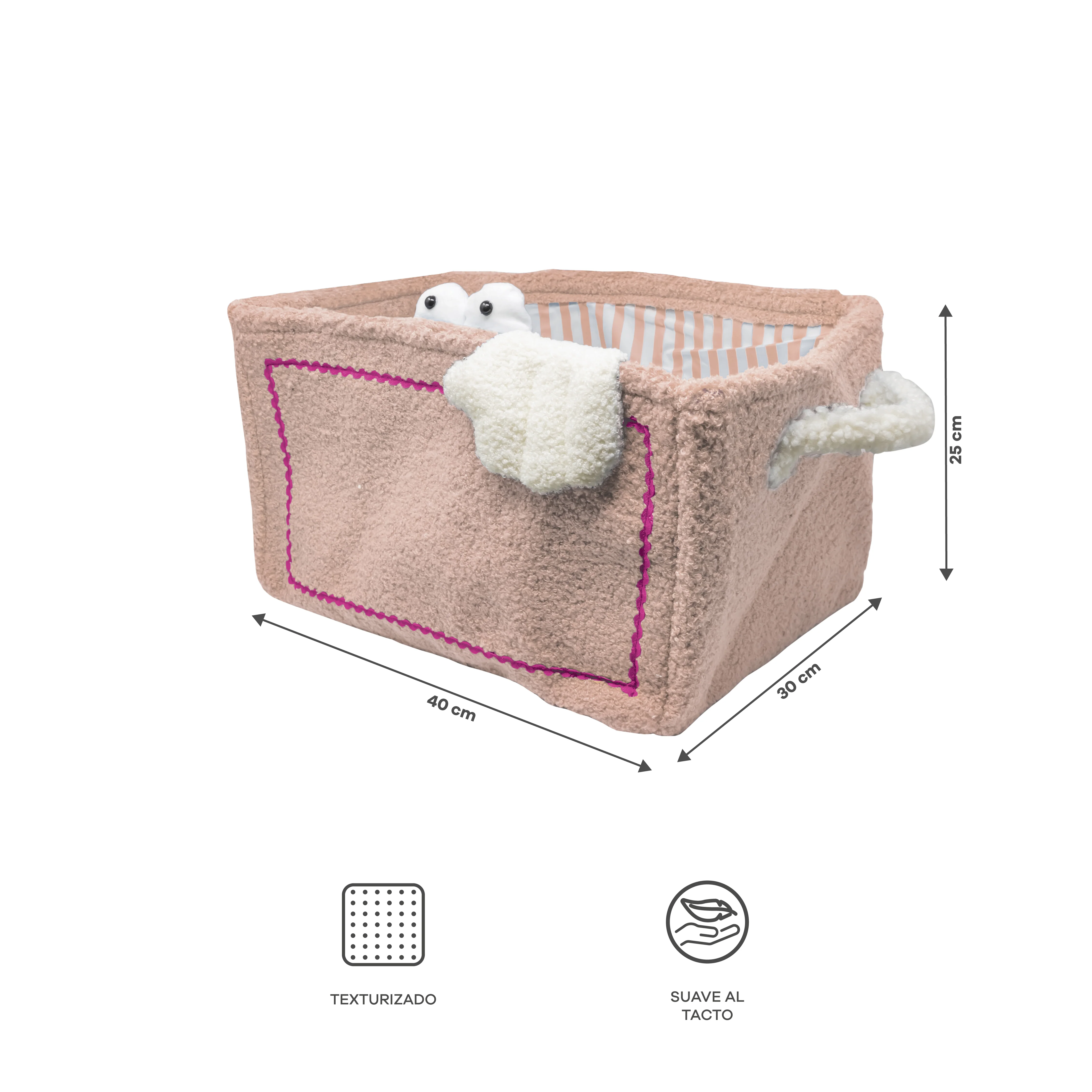 Cesta Organizadora de Tela - Monstruo Rosado - Image 3