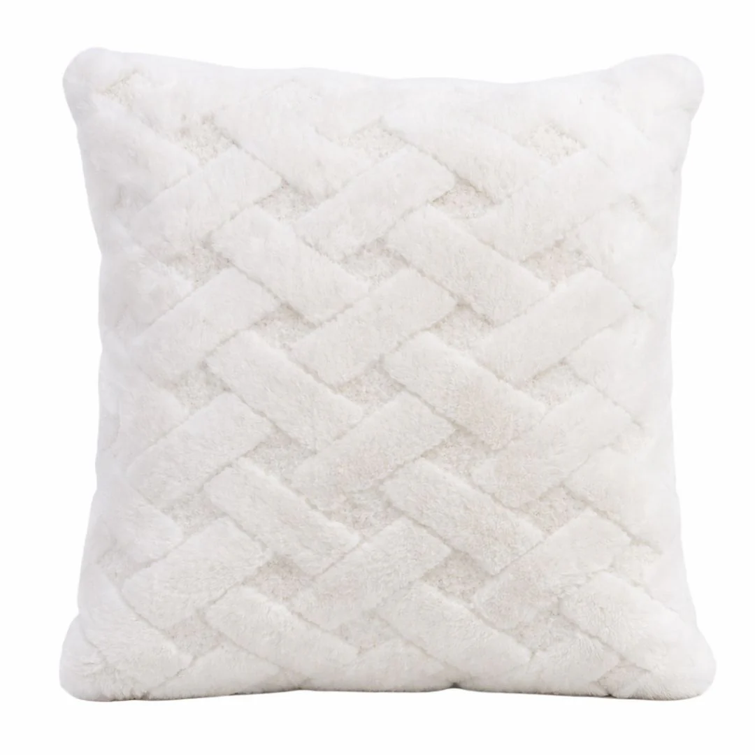 Cojín Suave Cuadrado con Textura Blanco - 45 cm