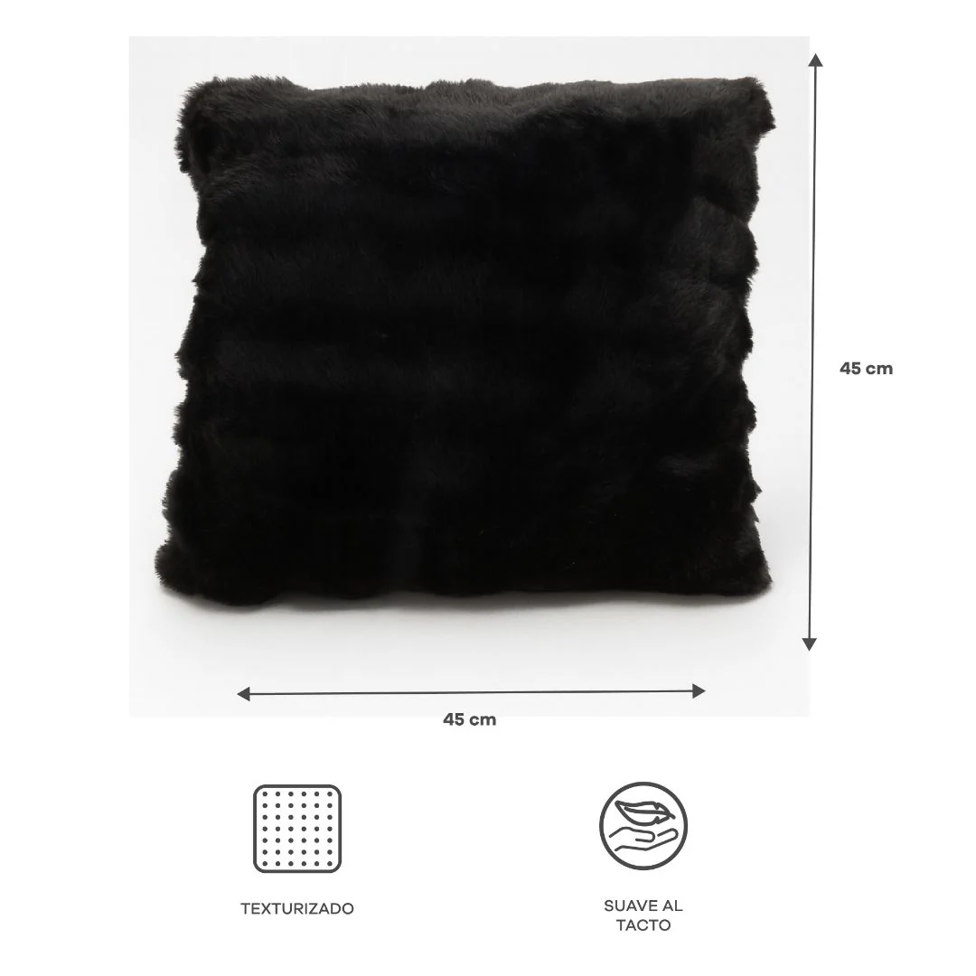 Cojín Suave tipo Peluche Cuadrado Negro - 45 cm - Image 4