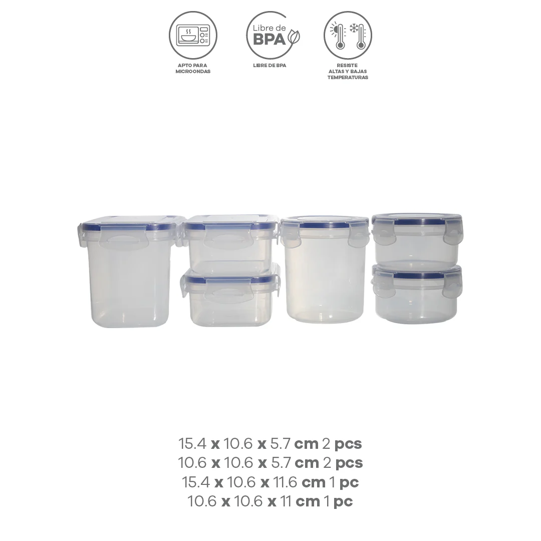 Set de 6 Contenedores Transparentes con Tapa Hermética - Image 6