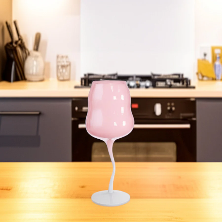 Copa de Vino Ondulada Rosa con base Azul - Image 3