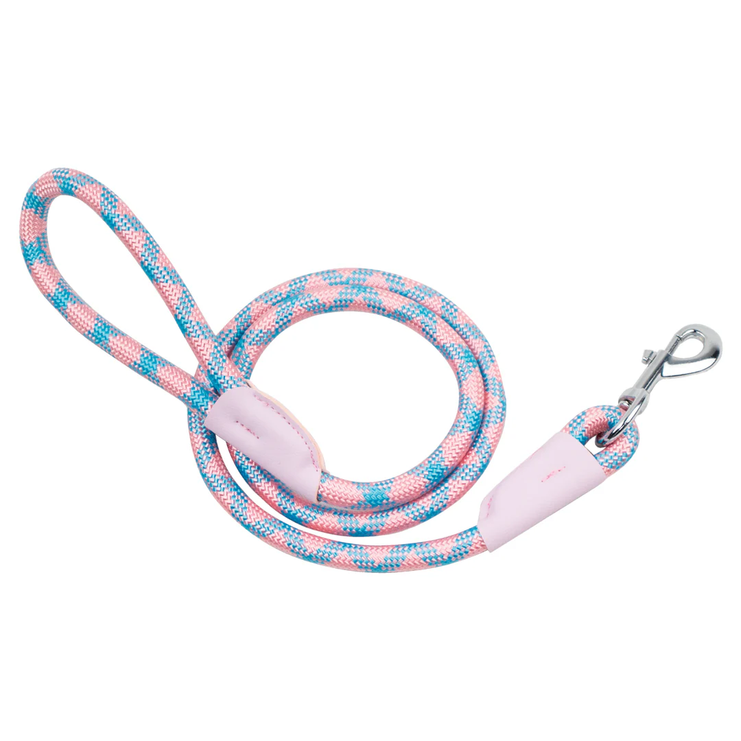 Correa para Mascota Cuerda Trenzada Azul y Rosa - 10 mm x 120 cm