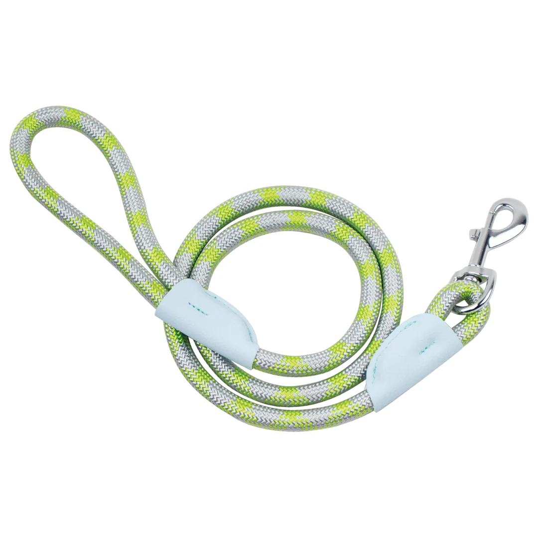 Correa para Mascota Cuerda Trenzada Verde y Gris - 8 mm x 120 cm