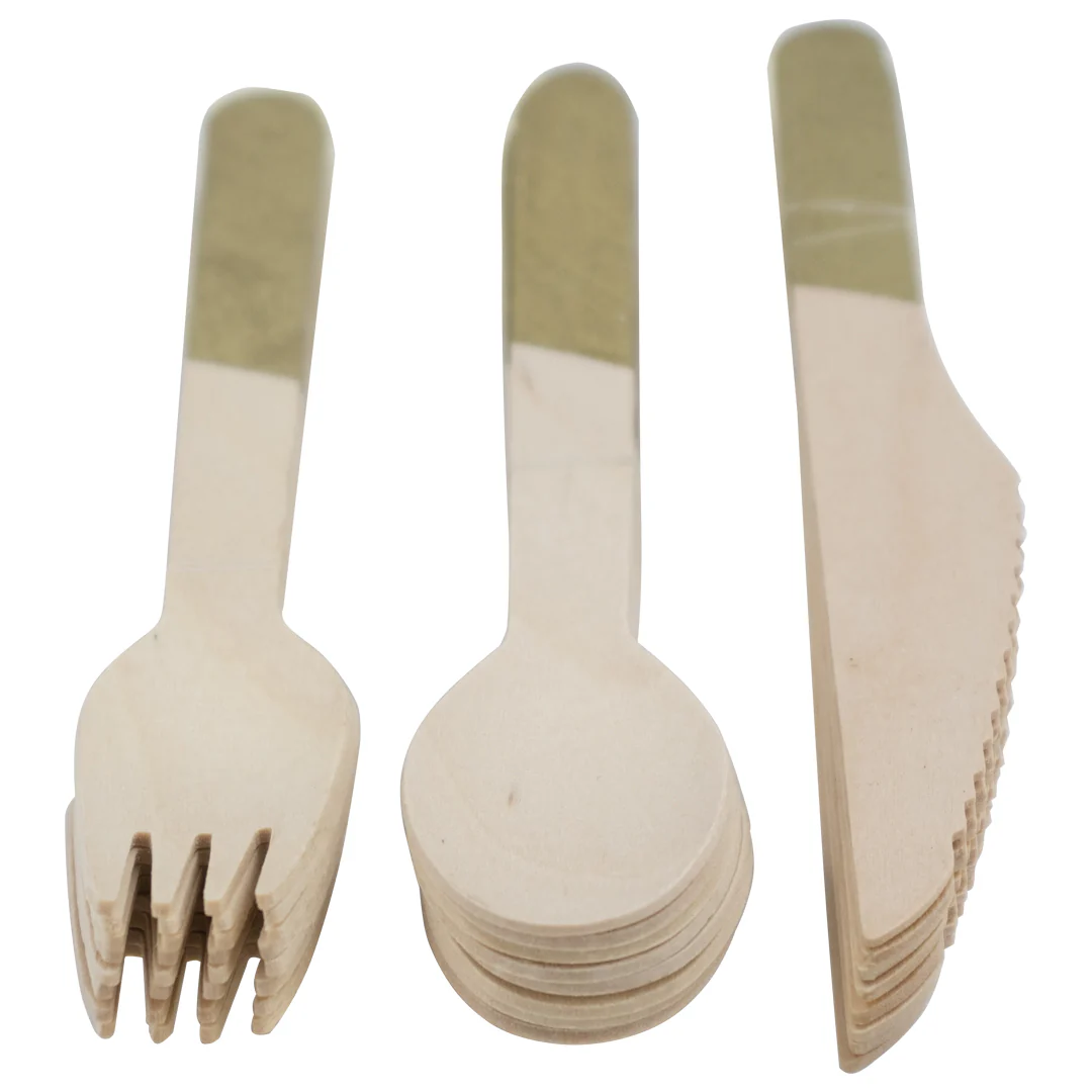 Set de Cubiertos de Madera para Fiesta Verde  - 24 Piezas - Image 2