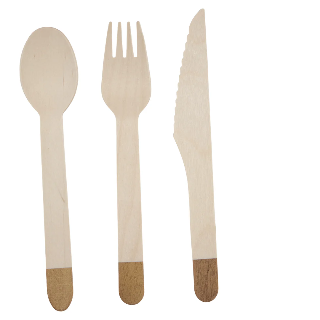Set de Cubiertos de Madera para Fiesta Oro Rosa - 24 Piezas - Image 2