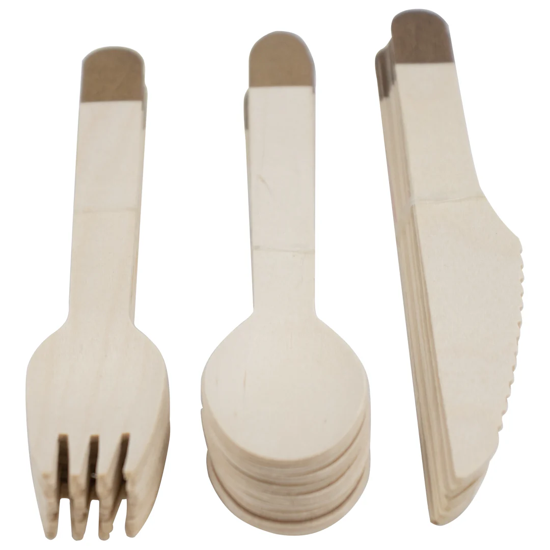 Set de Cubiertos de Madera para Fiesta Oro Rosa - 24 Piezas - Image 4