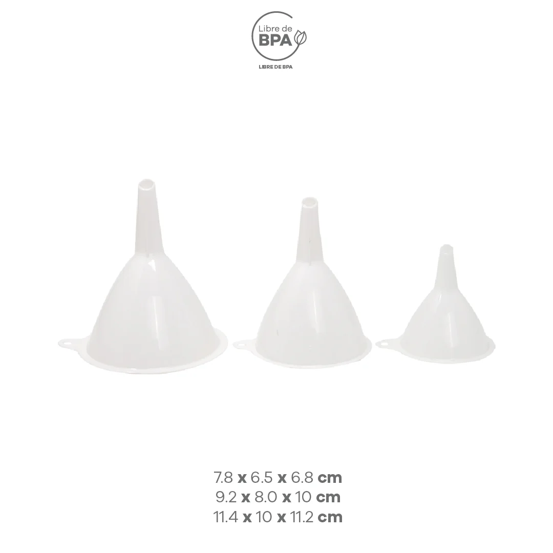 Embudo - Set de 3 Piezas de Plástico Blanco - Image 4