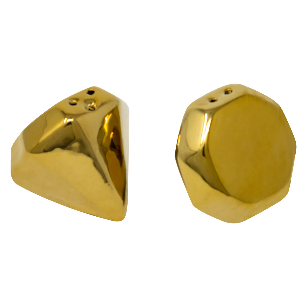 Especiero Pimenta/Sal Diamante Dorado de Cerámica
