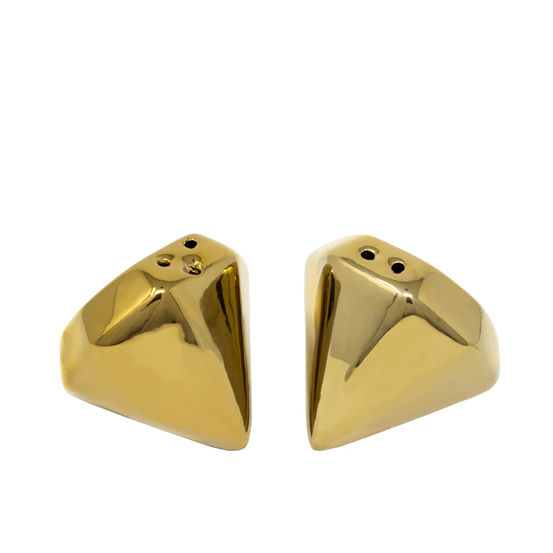 Especiero Pimenta/Sal Diamante Dorado de Cerámica - Image 2