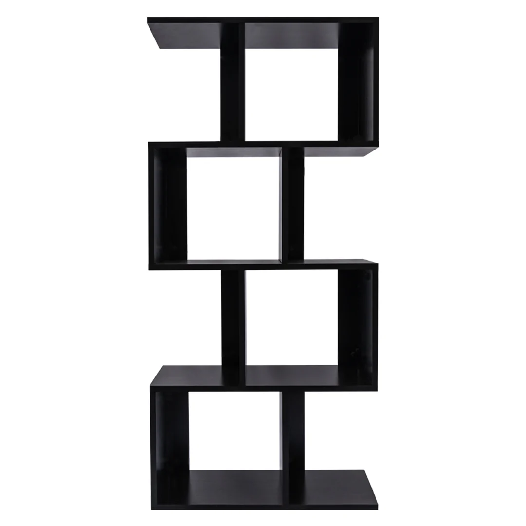 Estantería Vertical Negra de Diseño Asimétrico