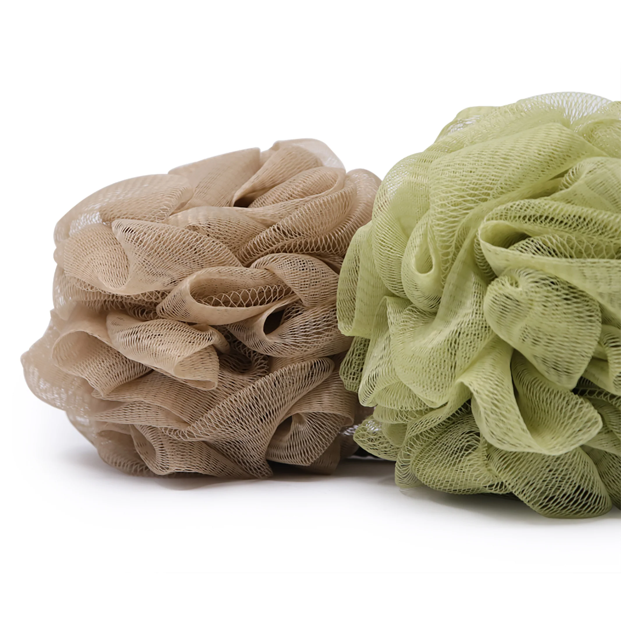 Estropajo de Malla para Baño Verde Café - Set de 2 Esponjas Exfoliantes - Image 2