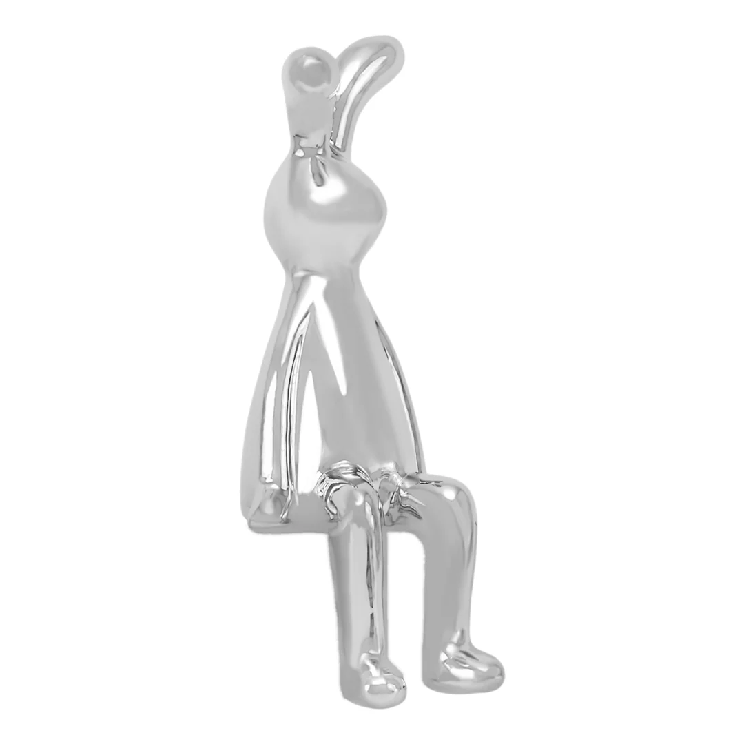 Figura Decorativa de Conejo Plateado Brillante - Image 2
