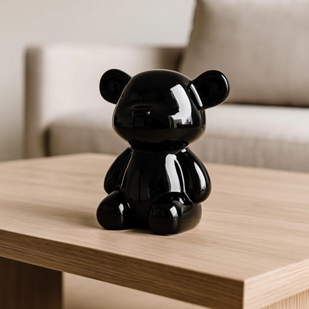 Oso Decorativo Negro Ónix Brillante - 27x25 cm - Image 3