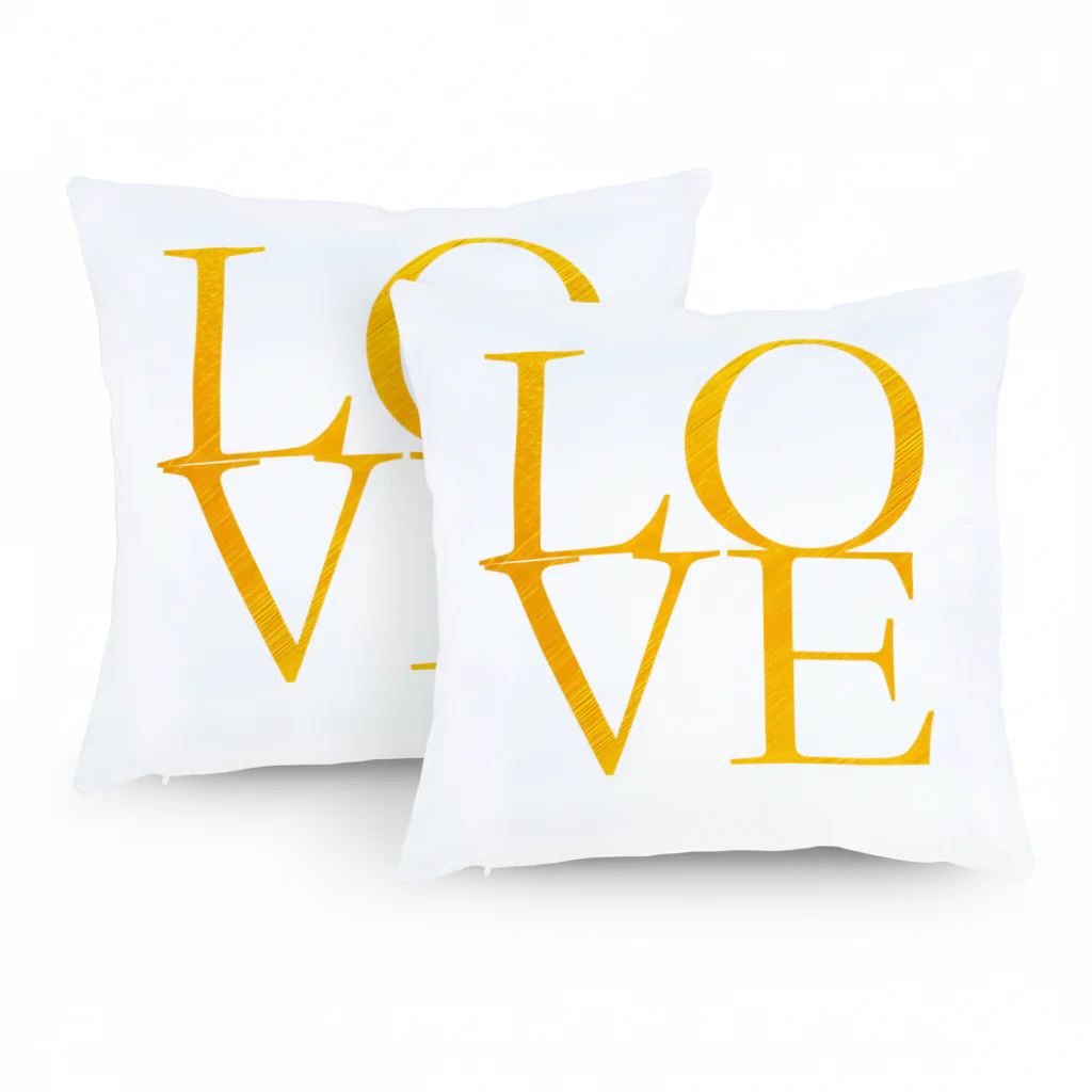 Set de 2 Fundas para Cojín Blancas con Estampado "Love"