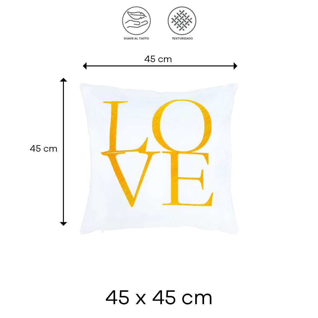 Set de 2 Fundas para Cojín Blancas con Estampado "Love" - Image 3