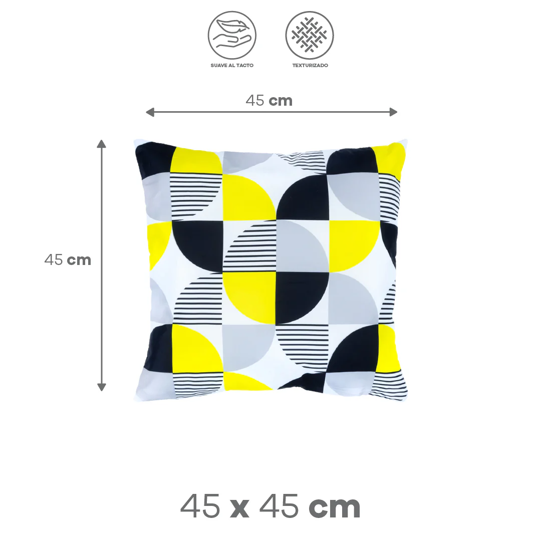 Funda de Cojín Geométrica en Amarillo, Blanco y Gris - Image 2