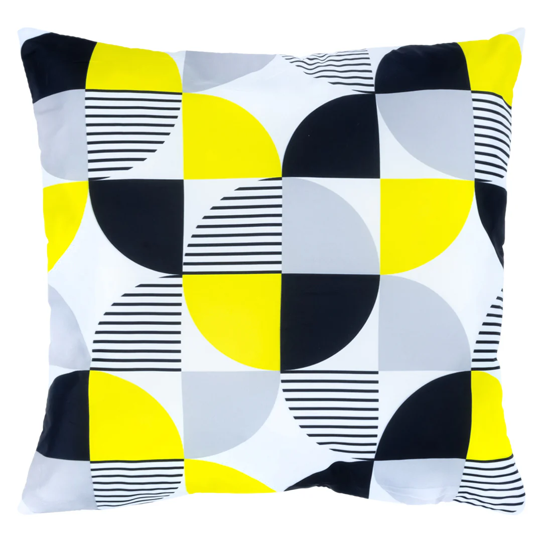 Funda de Cojín Geométrica en Amarillo, Blanco y Gris - Image 3