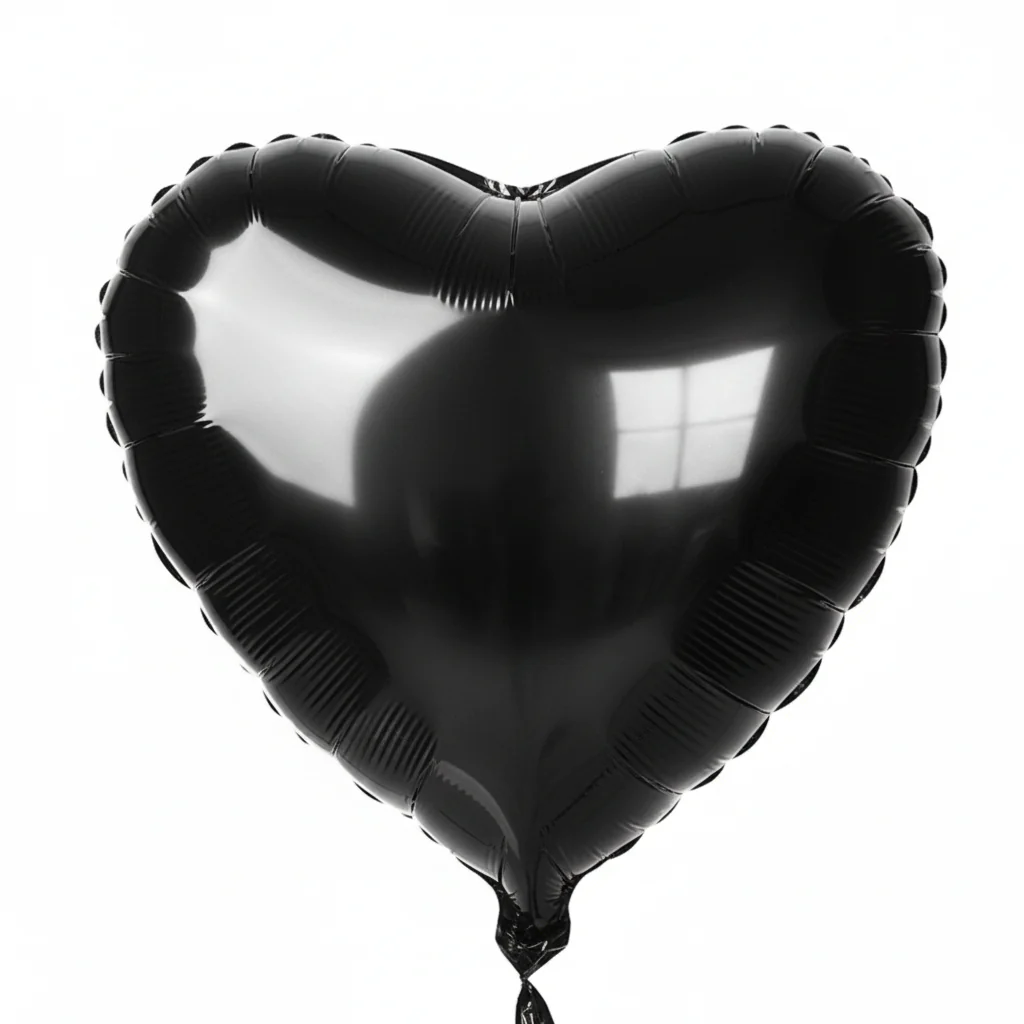 Globo Metálico de Corazón Negro - Image 2