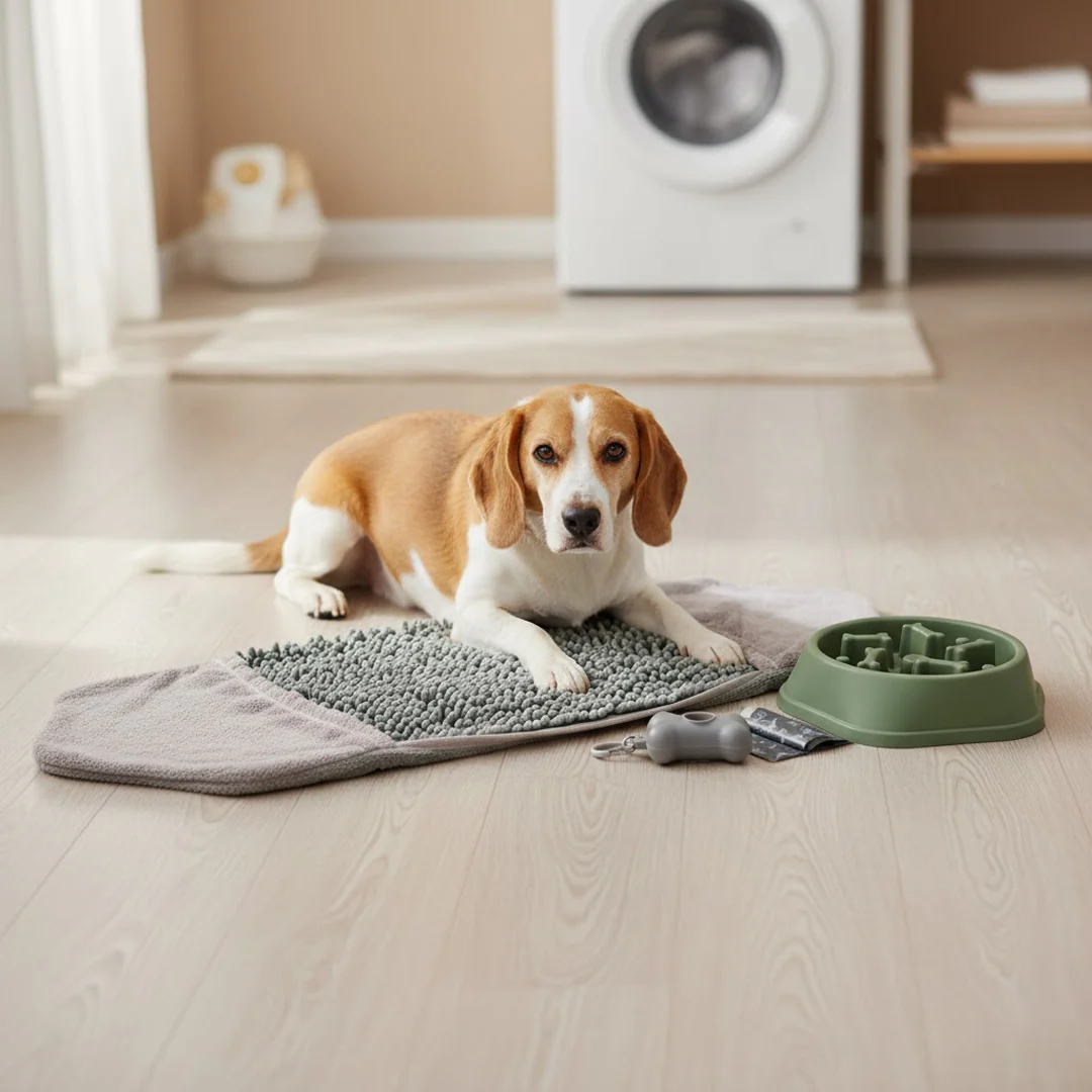 Kit Mascota: Porta Bolsas, Plato Lento Verde y Toalla - Image 2