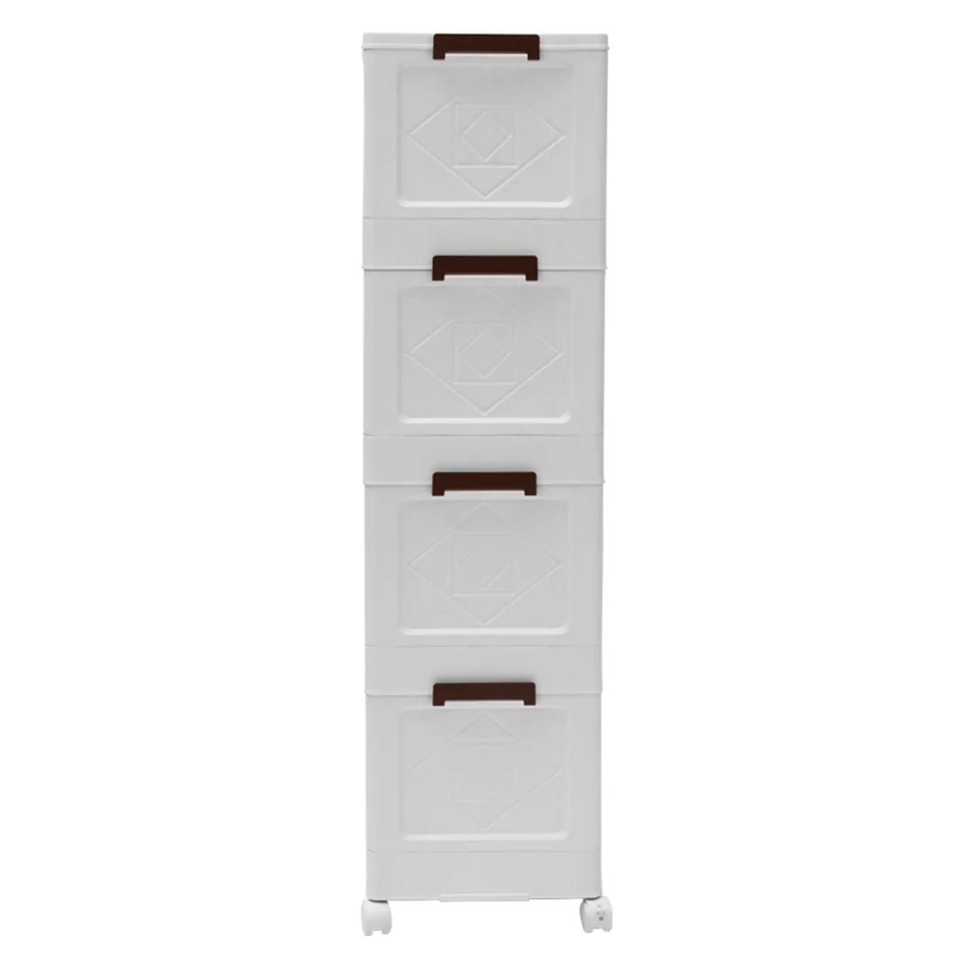 Armario de 4 Niveles con Puertas y Ruedas - Color Blanco - Image 2