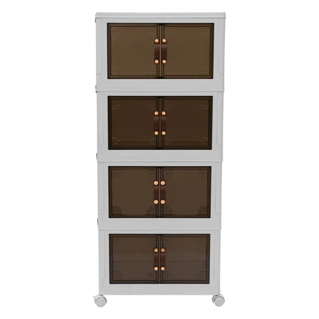 Armario de 4 Niveles con Puertas y Ruedas - Color Blanco - Image 3