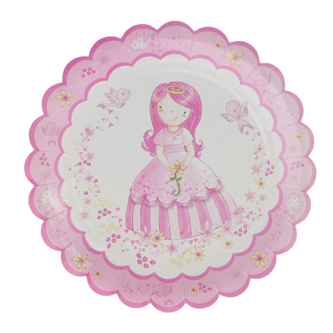 Platos Desechables Diseño Muñeca Princesa - 8 Piezas 9"