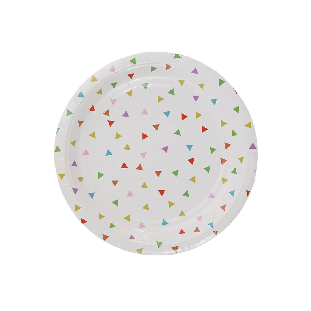 Platos Desechables Diseño de Triángulos Coloridos  - 8 Piezas 7"