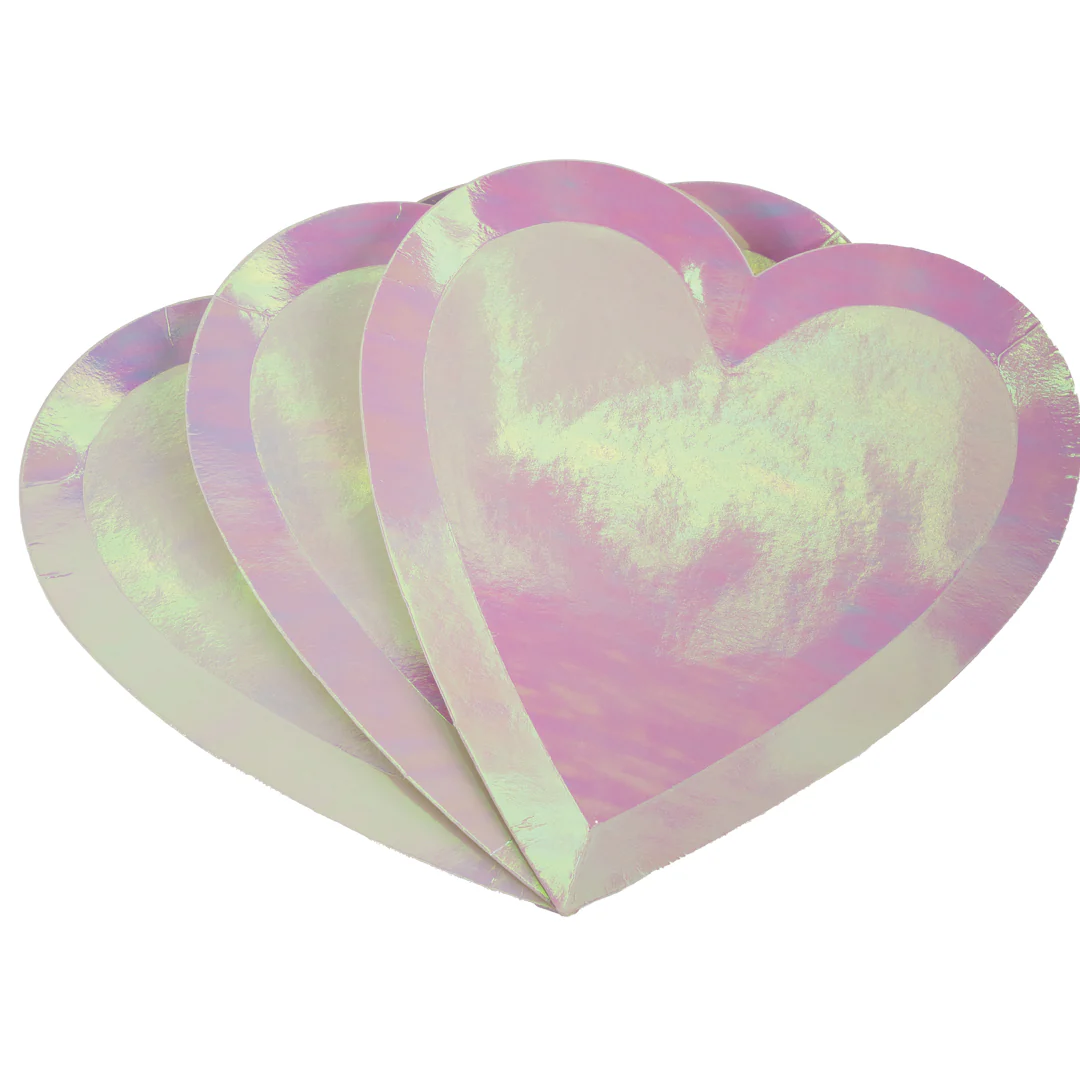 Platos Desechables Forma de Corazón Tornasol - 8 Piezas 9" - Image 2
