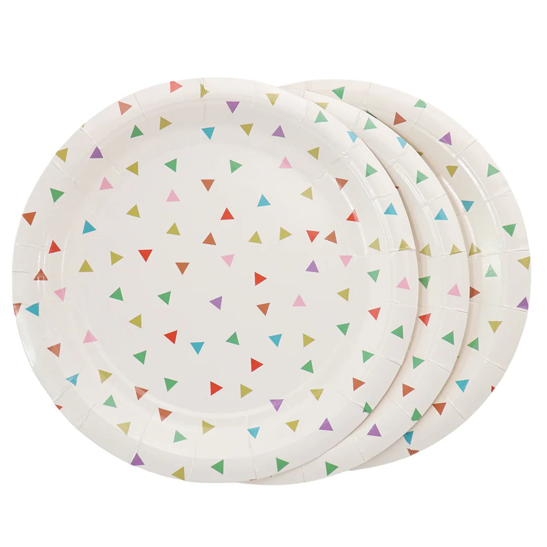 Platos Desechables Diseño de Triángulos Coloridos  - 8 Piezas 9" - Image 3