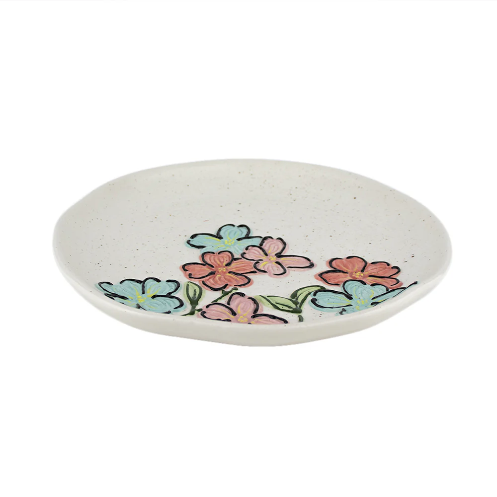 Plato De Cerámica Diseño de Flores - Image 2