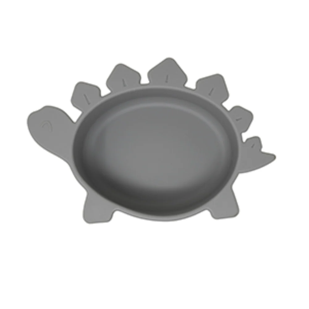 Plato de Silicona para Bebé Dinosaurio - Color Gris