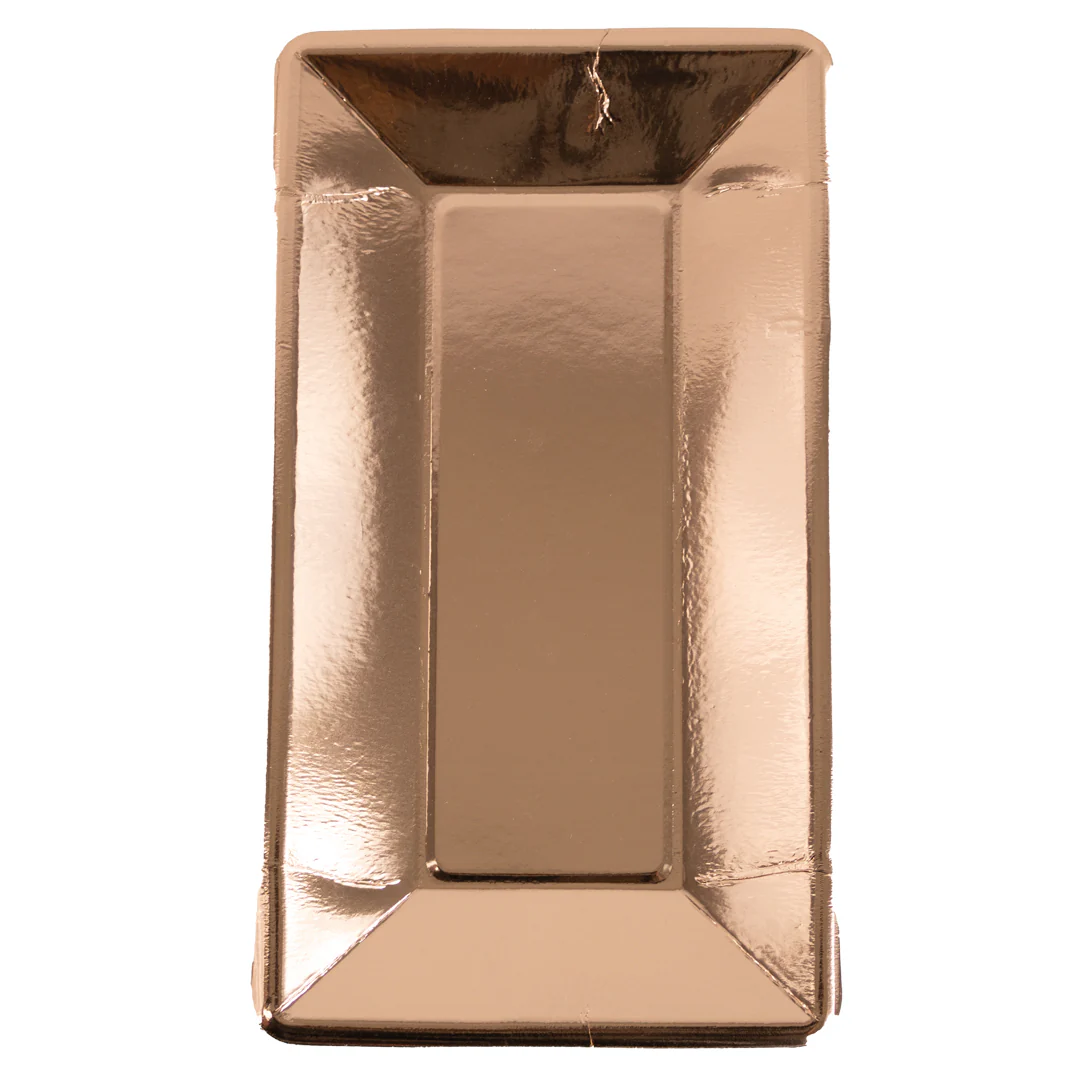 Platos Desechables Rectangular Cobre Metalico - 8 Piezas