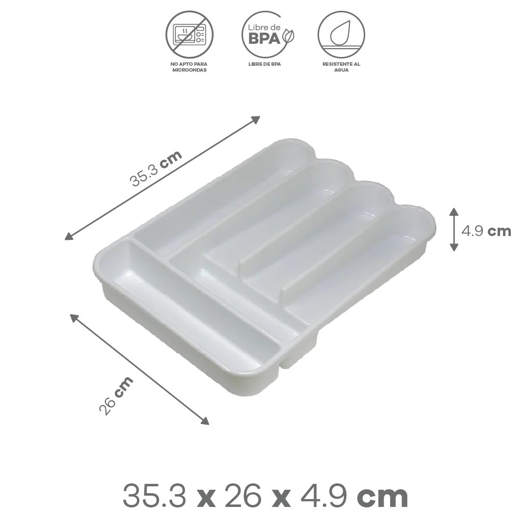 Organizador de Cubiertos de Plástico Blanco - Image 3