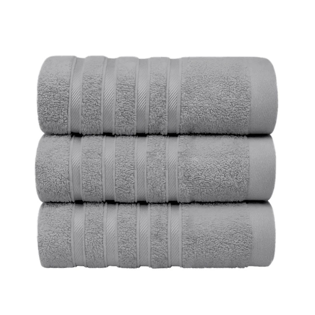 Set de 3 Toallas de Baño Grande 70x140 cm - Color Gris Claro - Image 2