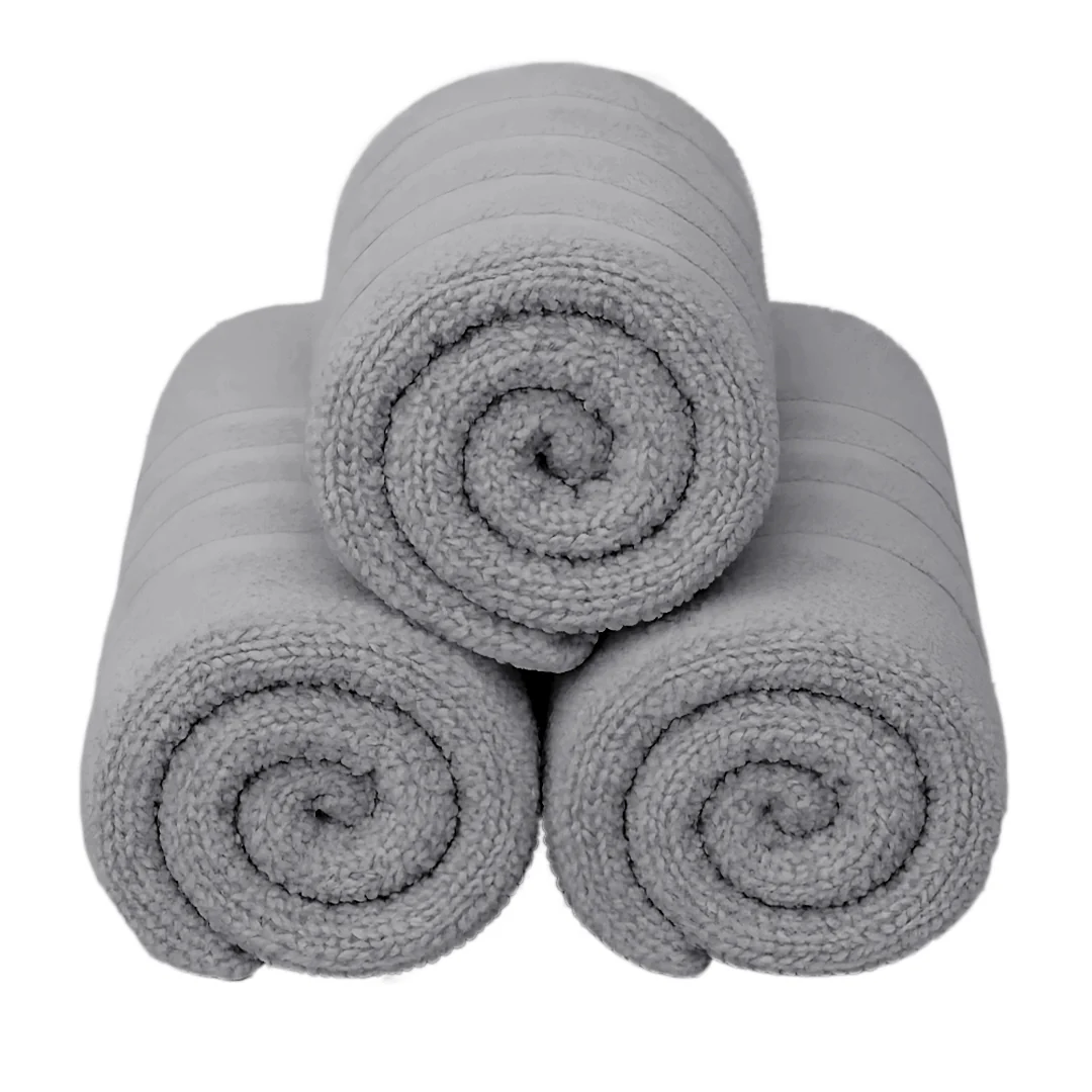 Set de 3 Toallas de Baño Grande 70x140 cm - Color Gris Claro - Image 3