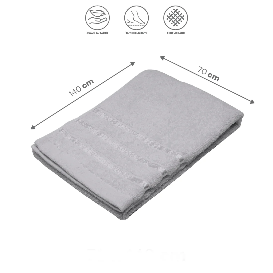 Set de 3 Toallas de Baño Grande 70x140 cm - Color Gris Claro - Image 5