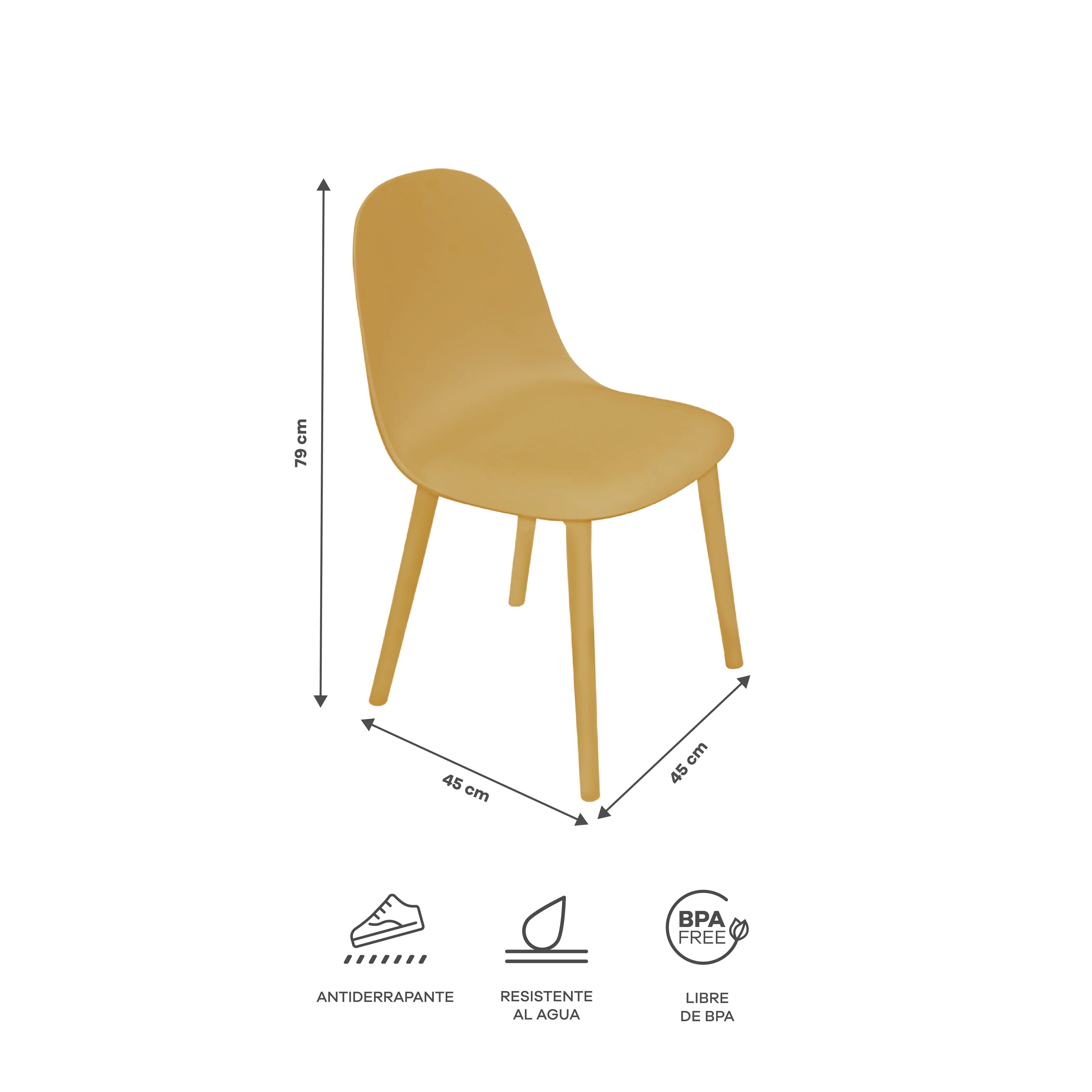 Set de 4 Sillas Ergonómicas – Color Mostaza - Image 9