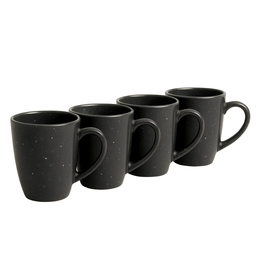 Set de 4 Tazas de Cerámica Negra - 400 ml