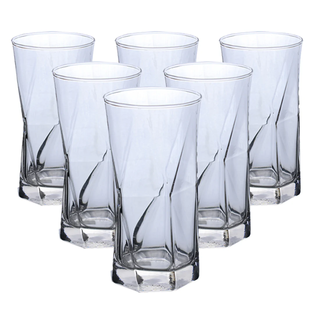 Set de 6 Vasos Base Curva Transparentes - 425 ml
