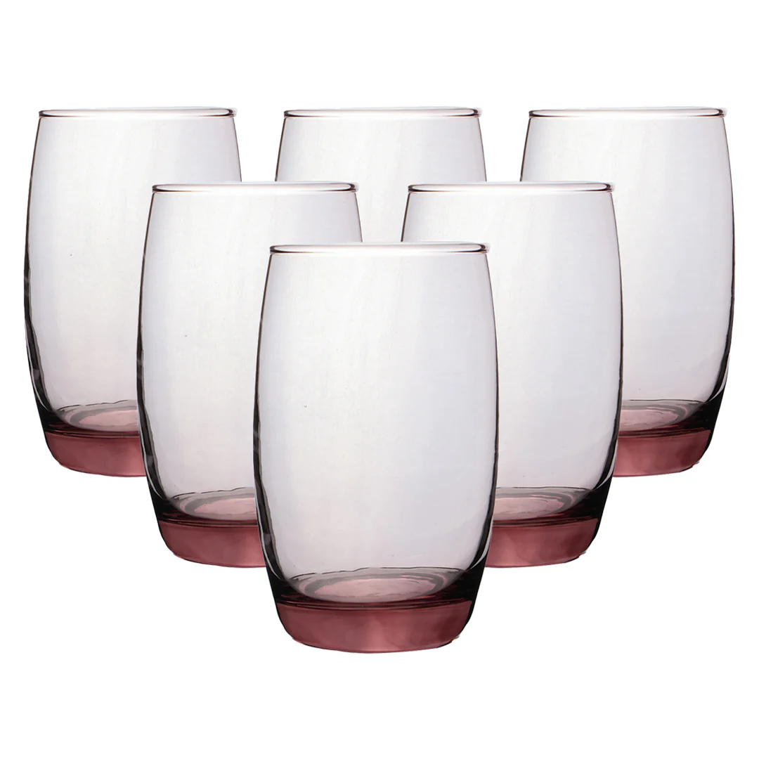 Set de 6 Vasos Transparentes Rosa - 280 ml