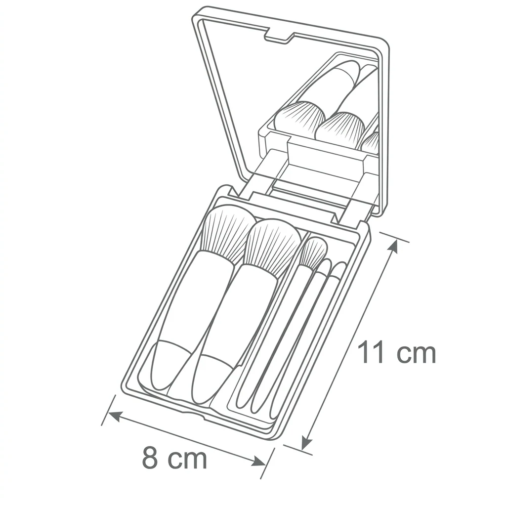 Set de Brochas de Maquillaje Portátil de 5 Piezas con Estuche y Espejo Variocolor - Image 8